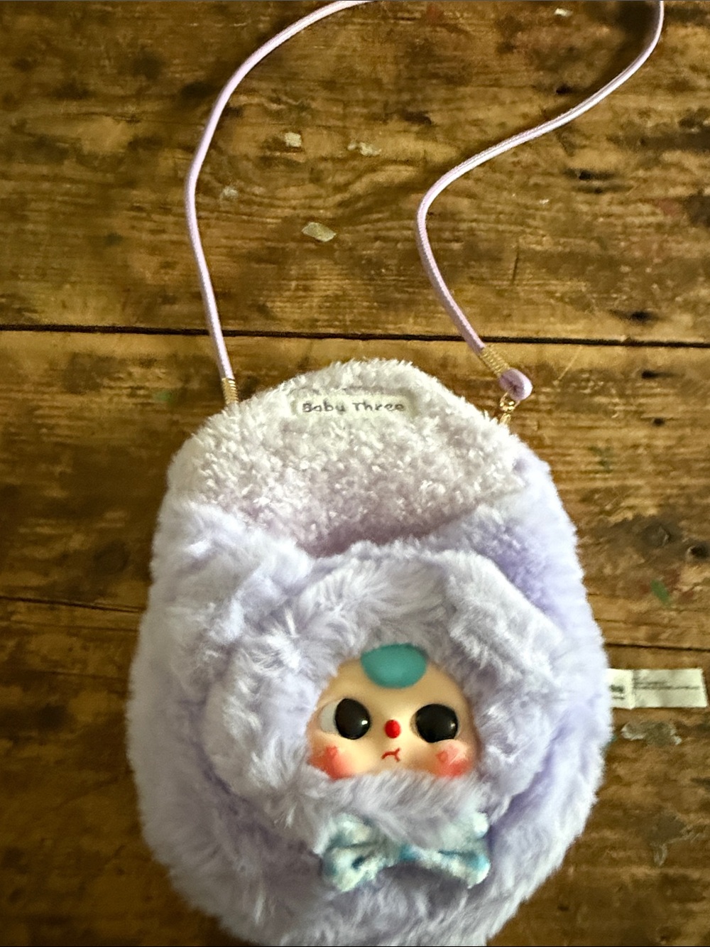 Baby three Plush Lilac Kids Crossbody Bag with Character
